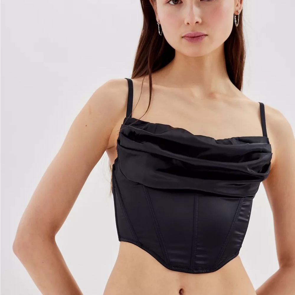 Women’s Urban Outfitters Black Lexi Satin Cowl Corset Top